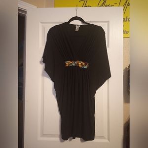 Stone and gem waist embellishment bat sleeve top